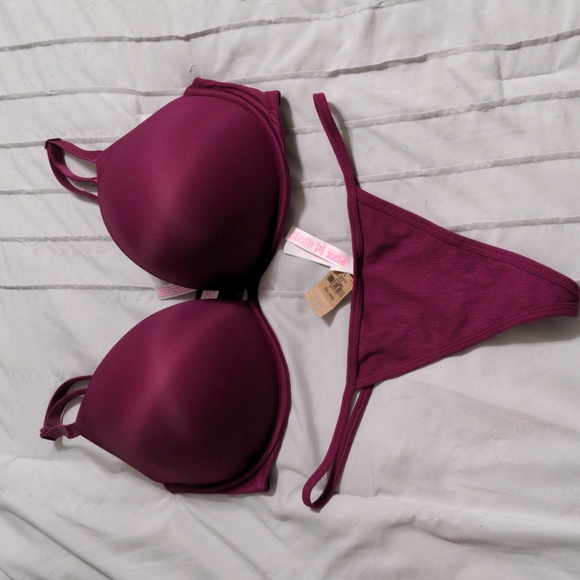 VS PINK Super Push-Up Bra w/ FREE matching thong Sz 38DD / XXL - Picture 3 of 6